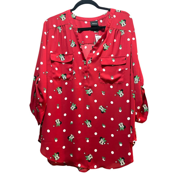 Torrid 2 (2X 18/20) Disney Minnie Mouse Christmas Georgette Harper Pullover Top - Picture 2 of 3